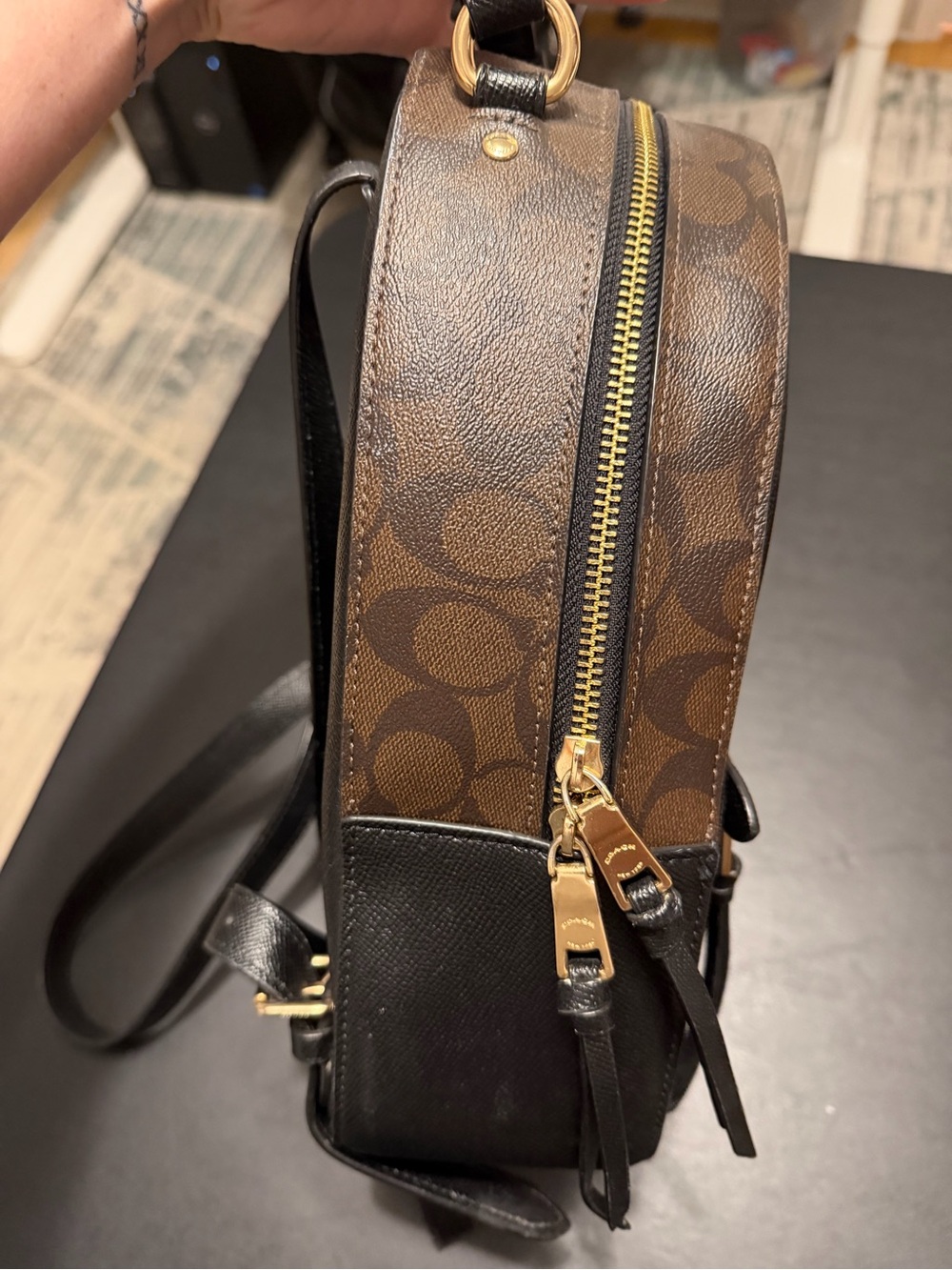 Coach Black Pebbled Leather Mini Backpack with Gold Hardware - Picture 4 of 8